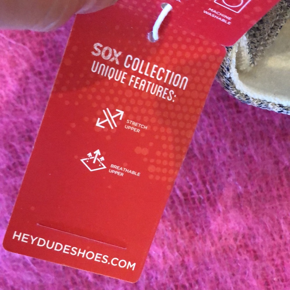 🆕 Hey Dude Sox Collection Wendy blue & pink cushioned pull adjustable flats - Picture 14 of 14